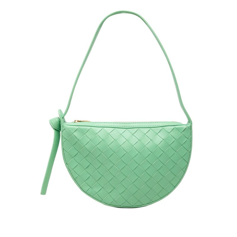 Bottega Veneta Intrecciato Mini Sunrise Shoulder Bag Green Leather