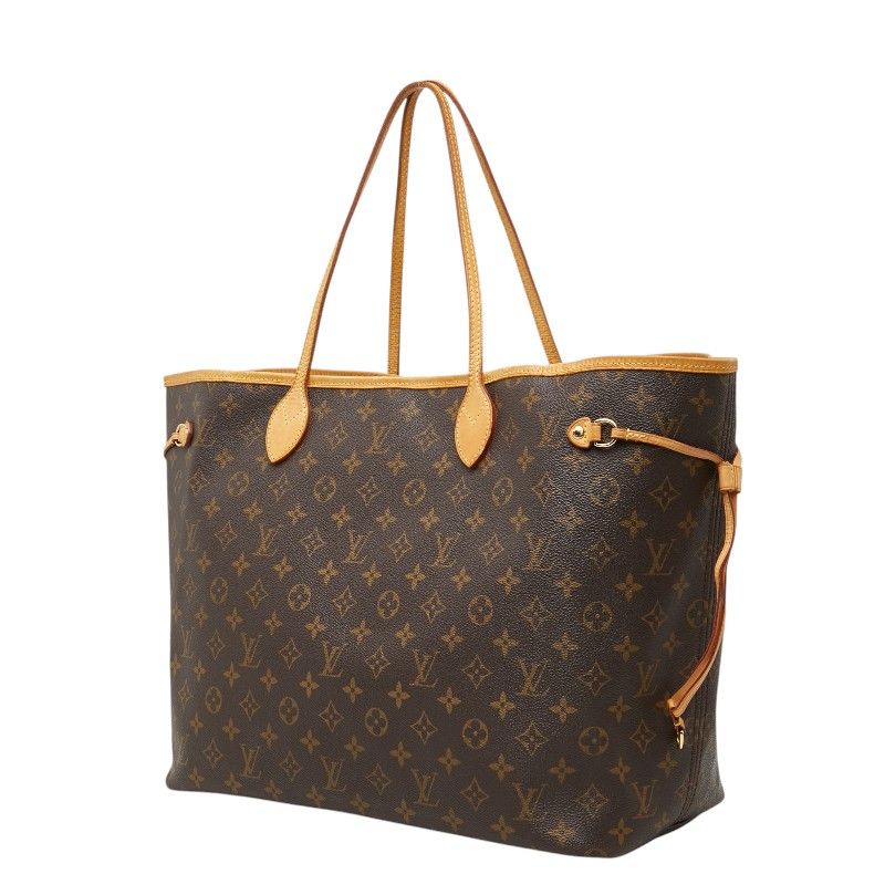 Louis Vuitton Monogram Neverfull GM Tote Shoulder Bag Brown Leather