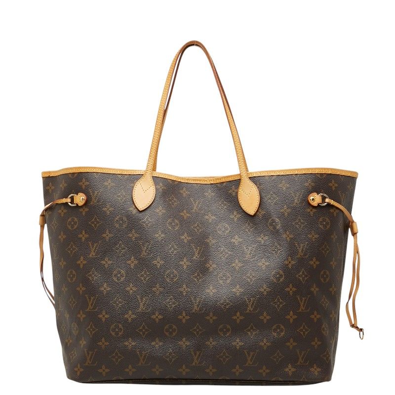 Louis Vuitton Monogram Neverfull GM Tote Shoulder Bag Brown Leather