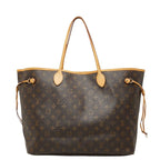 Louis Vuitton Monogram Neverfull GM Tote Shoulder Bag Brown Leather