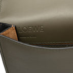 Loewe Anagram Gusset Flat Shoulder Bag Khaki Green Black Leather