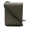 Loewe Anagram Gusset Flat Shoulder Bag Khaki Green Black Leather