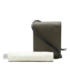 Loewe Anagram Gusset Flat Shoulder Bag Khaki Green Black Leather