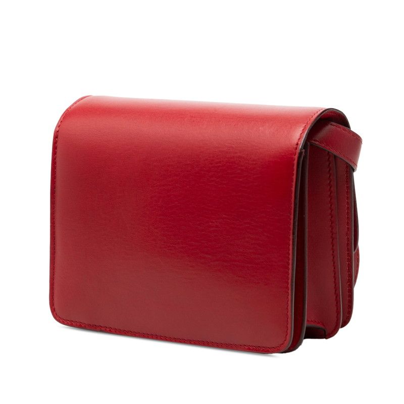 Celine Classic Box Crossbody Shoulder Bag Red Leather