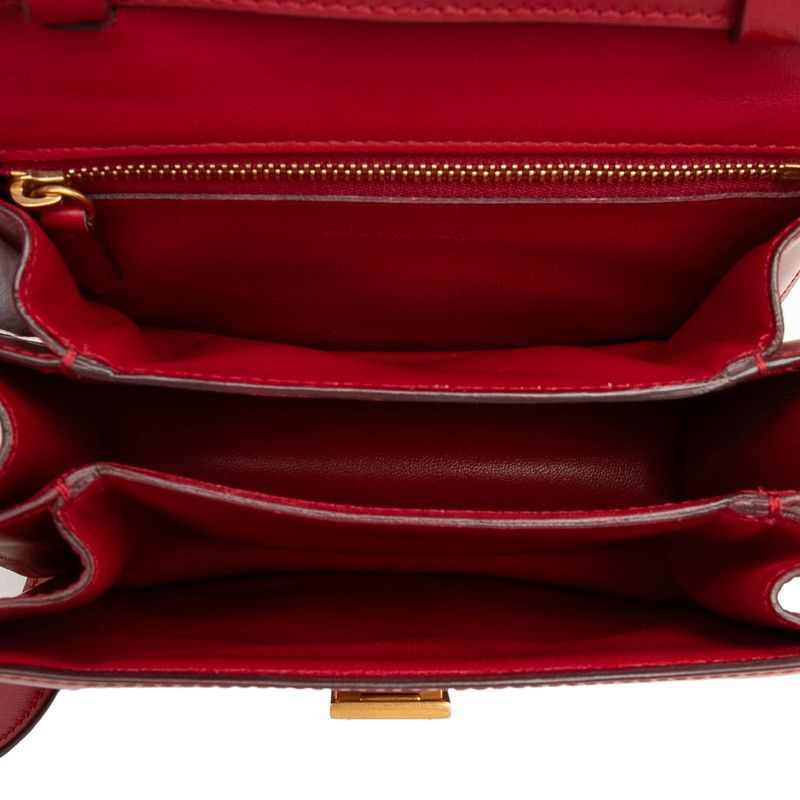 Celine Classic Box Crossbody Shoulder Bag Red Leather