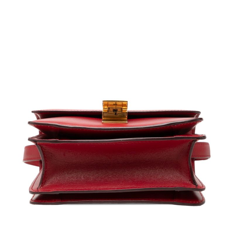 Celine Classic Box Crossbody Shoulder Bag Red Leather