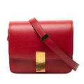 Celine Classic Box Crossbody Shoulder Bag Red Leather