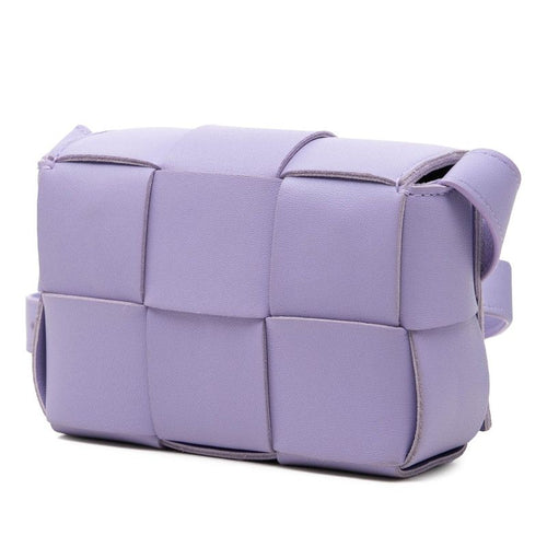 Bottega Veneta Maxi Intrecciato Cassette Shoulder Bag Purple Leather