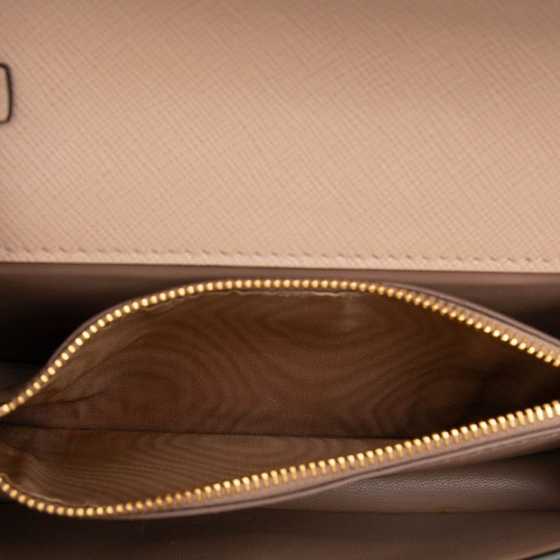 Prada Chain Shoulder Bag Pink Beige Saffiano Leather