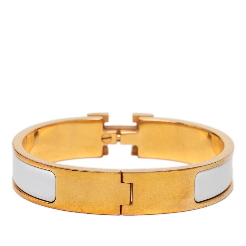 Hermes Clic PM Bracelet Gold White Plated Enamel