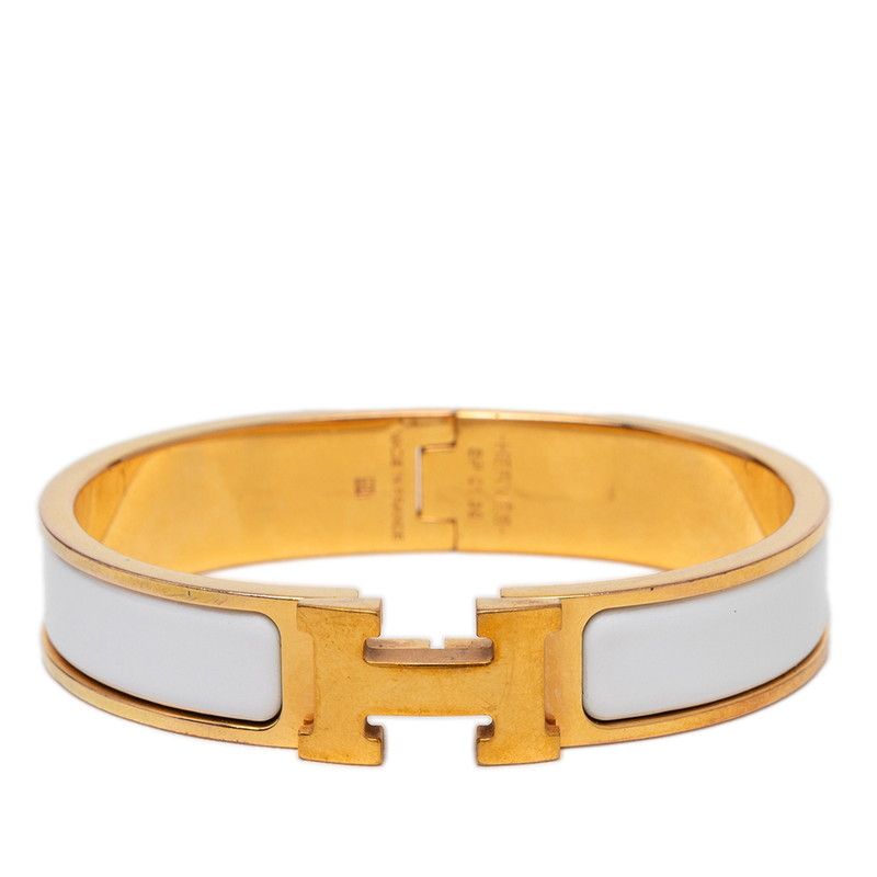 Hermes Clic PM Bracelet Gold White Plated Enamel