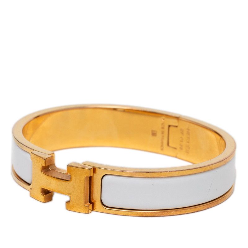 Hermes Clic PM Bracelet Gold White Plated Enamel