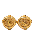 Chanel CC Logo Earrings Gold Plated
