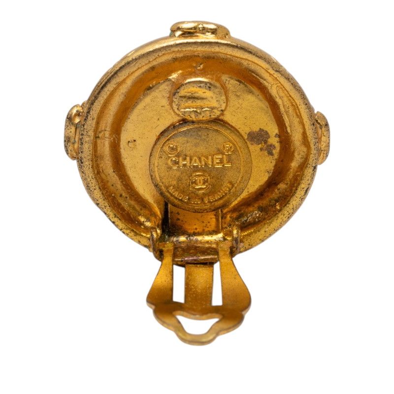 Chanel CC Logo Earrings Gold Plated