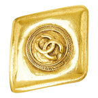 Chanel CC Logo Diamond Brooch Gold Plated