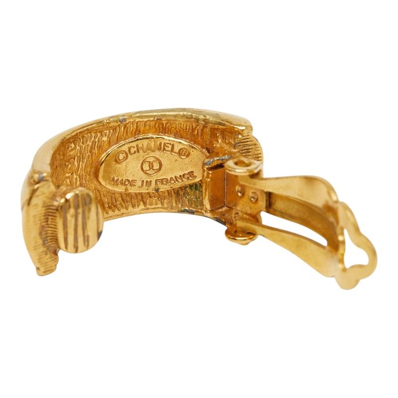 Chanel Quilted Earrings Gold Plated