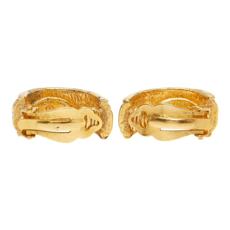 Chanel Quilted Earrings Gold Plated