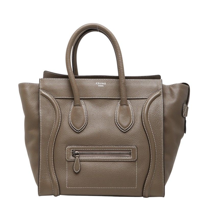 Celine Luggage Handbag Gray Leather