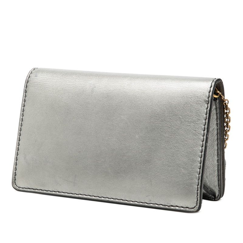 Dior J'adior Crossbody Chain Shoulder Bag Silver Gold Leather Plated