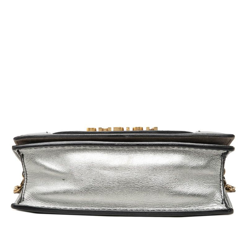 Dior J'adior Crossbody Chain Shoulder Bag Silver Gold Leather Plated