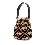 Fendi Zucca Montresor Mini Bucket Bag Beige Black Leather