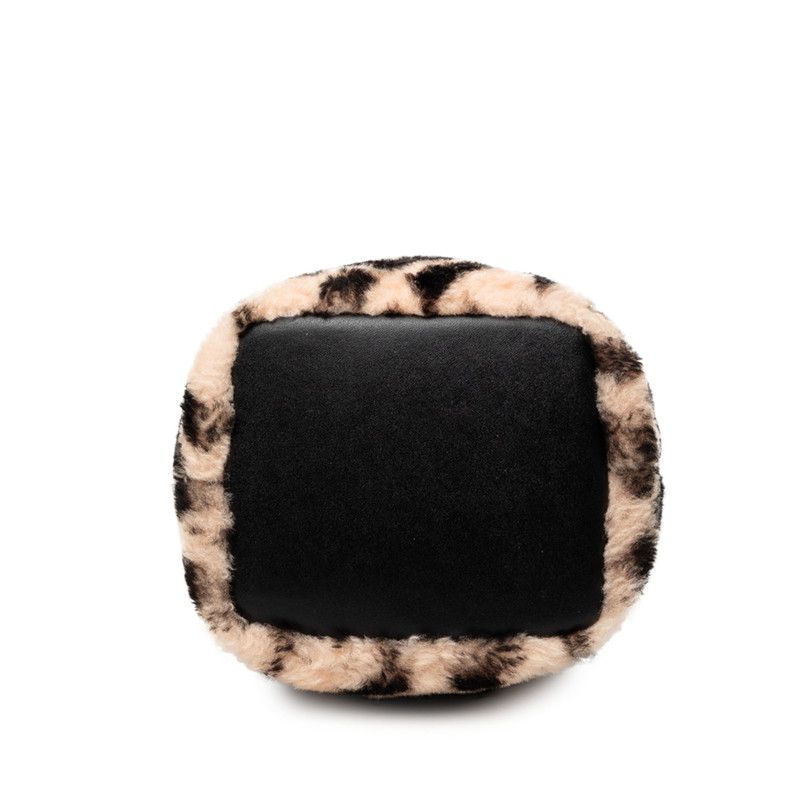 Fendi Zucca Montresor Mini Bucket Bag Beige Black Leather