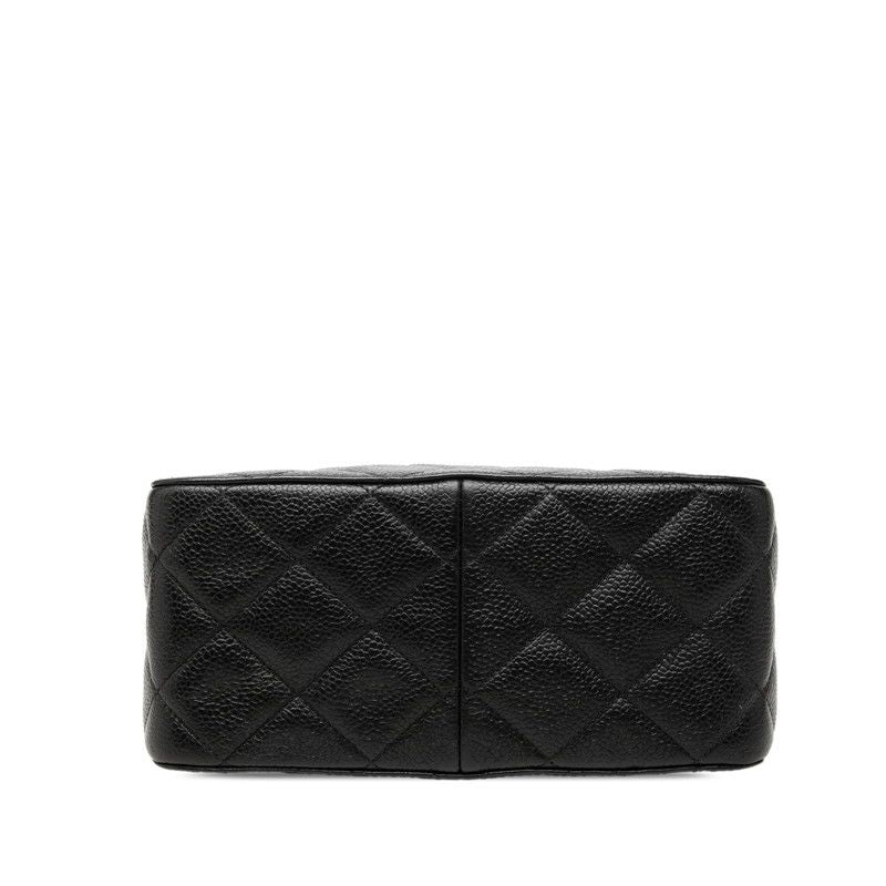Chanel Quilted CC Logo Crossbody Shoulder Bag Black Caviar Leather