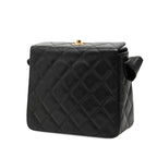 Chanel Quilted CC Logo Crossbody Shoulder Bag Black Caviar Leather