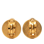 Chanel CC Logo Vintage Earrings Gold Black Plated