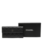 Chanel Quilted CC Logo Wallet Black Caviar Leather
