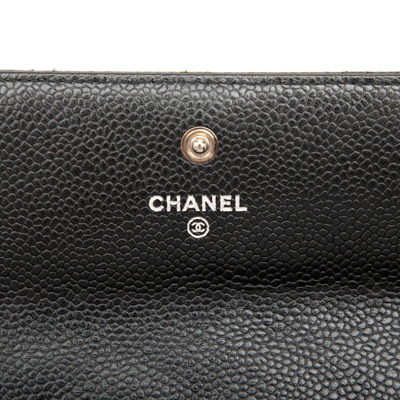 Chanel Quilted CC Logo Wallet Black Caviar Leather