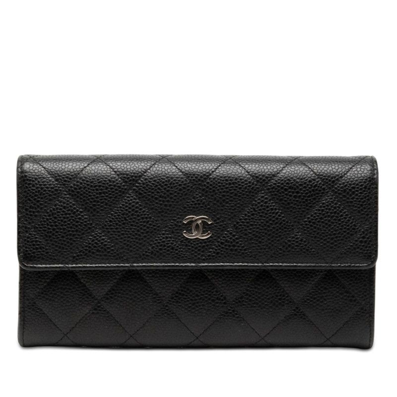 Chanel Quilted CC Logo Wallet Black Caviar Leather