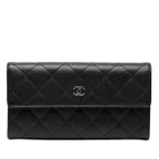 Chanel Quilted CC Logo Wallet Black Caviar Leather