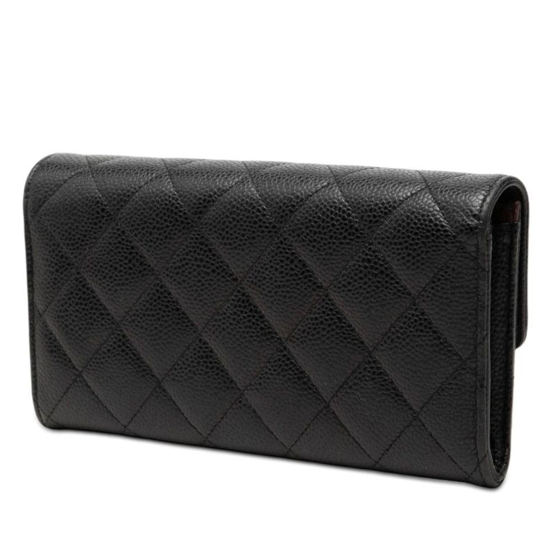 Chanel Quilted CC Logo Wallet Black Caviar Leather