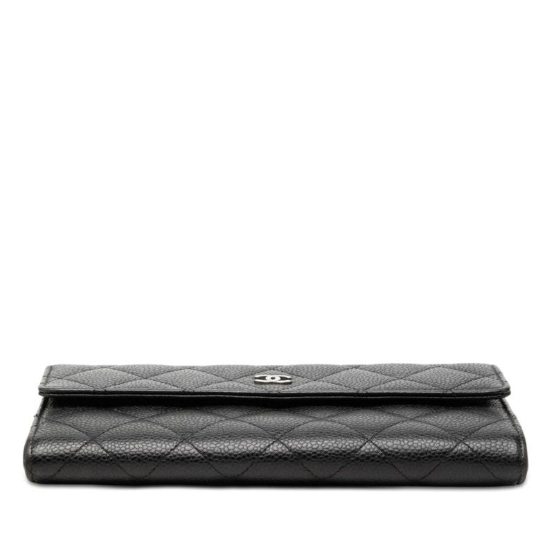 Chanel Quilted CC Logo Wallet Black Caviar Leather