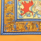 Hermes Carre 90 Chasse en Inde Indian Hunting Scarf Orange Silk
