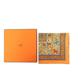 Hermes Carre 90 Chasse en Inde Indian Hunting Scarf Orange Silk