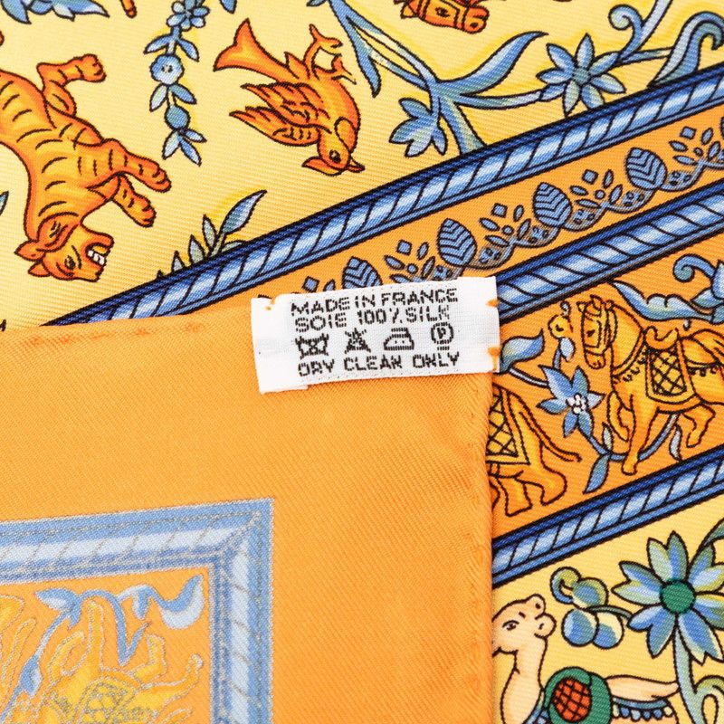Hermes Carre 90 Chasse en Inde Indian Hunting Scarf Orange Silk