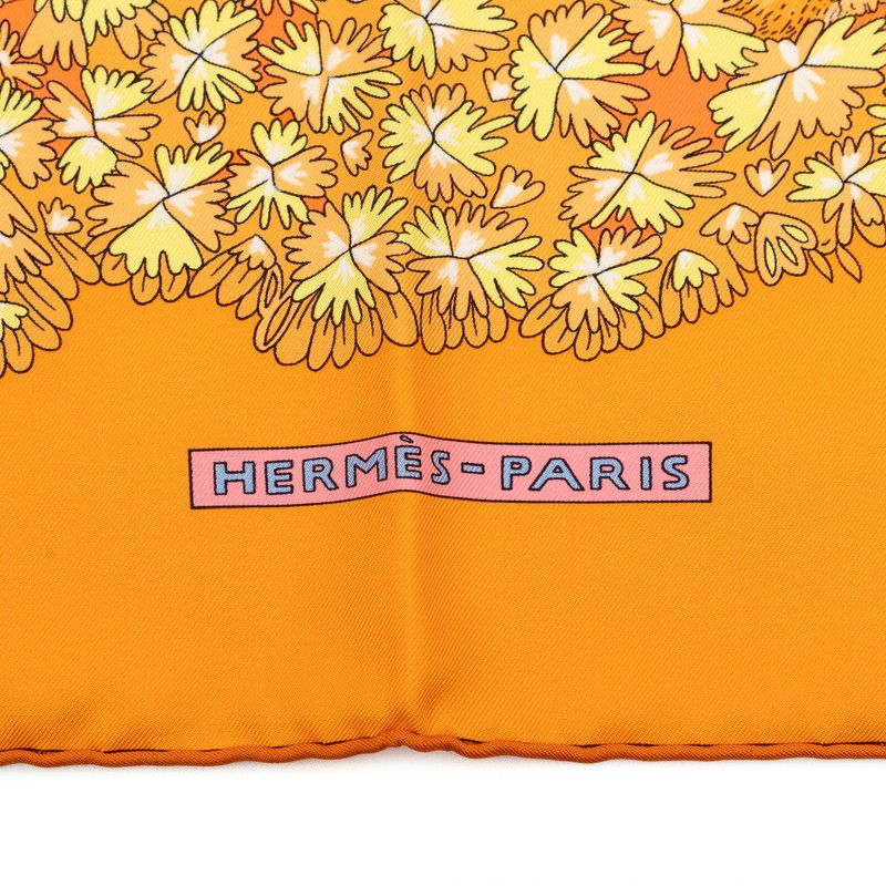 Hermes Carre 90 Ombres Et Lumieres Shadow and Light Scarf Orange Silk