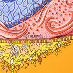 Hermes Carre 90 Ombres Et Lumieres Shadow and Light Scarf Orange Silk