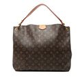 Louis Vuitton Monogram Gray Souffle MM Shoulder Bag Brown Leather
