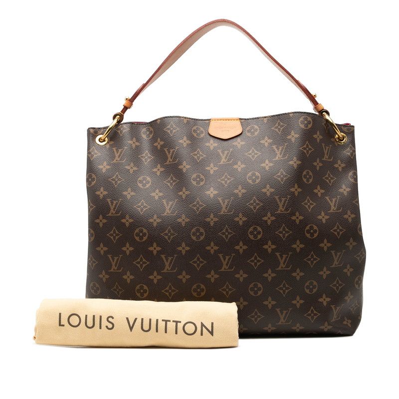 Louis Vuitton Monogram Gray Souffle MM Shoulder Bag Brown Leather