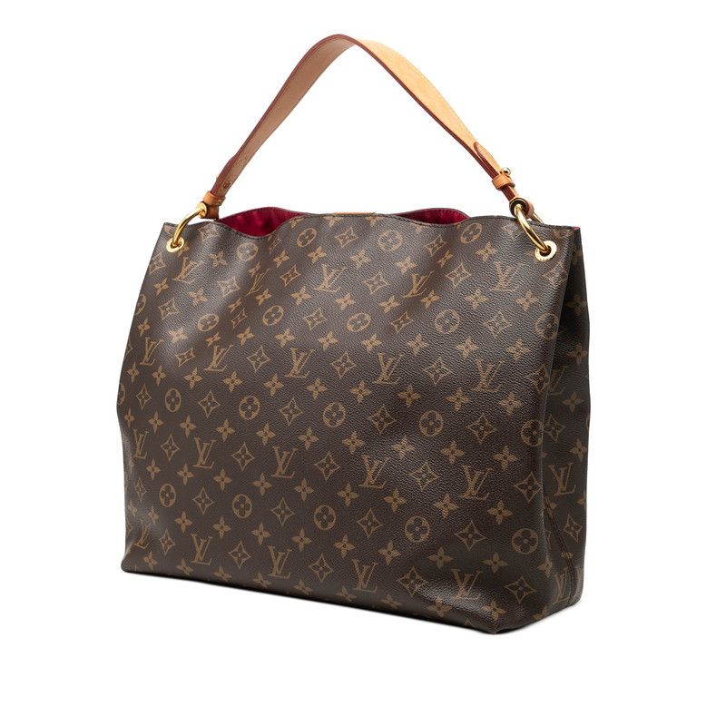 Louis Vuitton Monogram Gray Souffle MM Shoulder Bag Brown Leather
