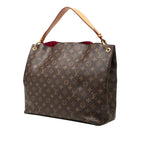 Louis Vuitton Monogram Gray Souffle MM Shoulder Bag Brown Leather