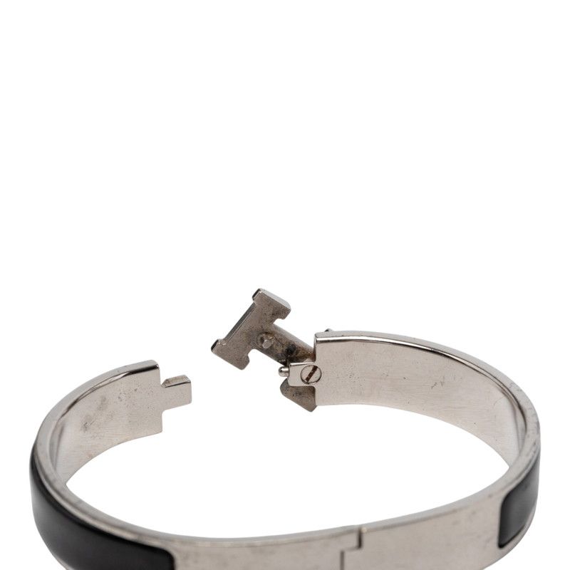 Hermes Clic PM Bracelet Bangle Silver Black Metal