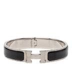 Hermes Clic PM Bracelet Bangle Silver Black Metal