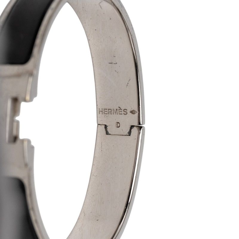 Hermes Clic PM Bracelet Bangle Silver Black Metal