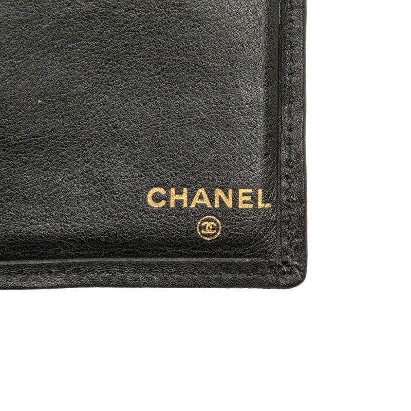 Chanel Bicolor Card Case Black Leather
