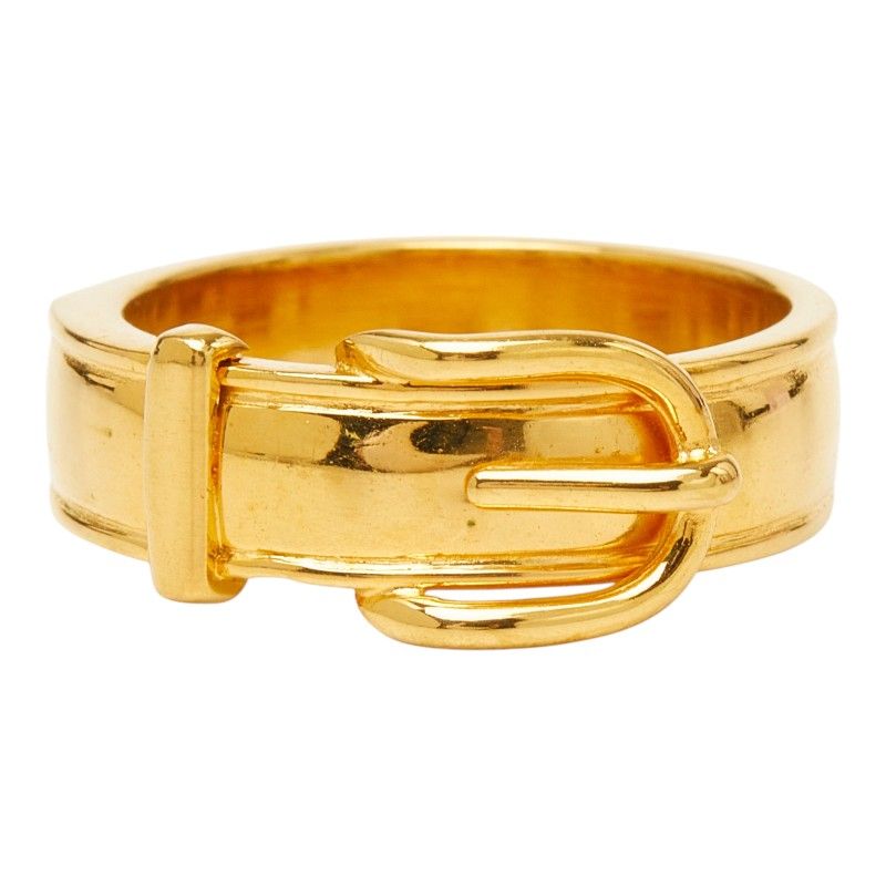 Hermes Ceinture Scarf Ring Gold Plated