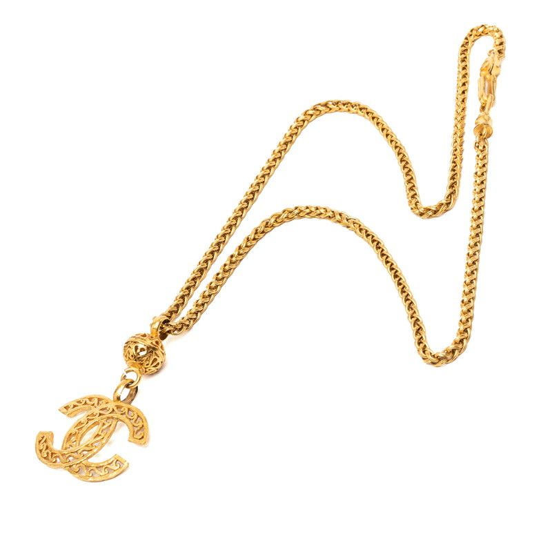 Chanel Vintage CC Logo Chain Necklace Gold Plated